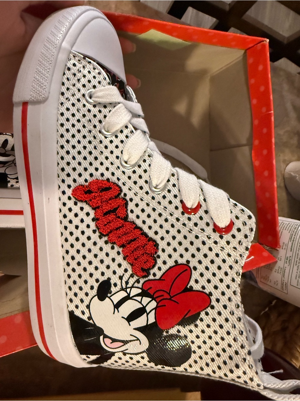 Disney White Mesh Minnie Mouse Sneakers with Red Accents - Picture 3 of 5